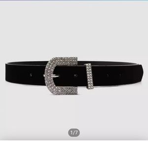 Zara Bejeweled Rhinestone Sparkly Velvet Belt,